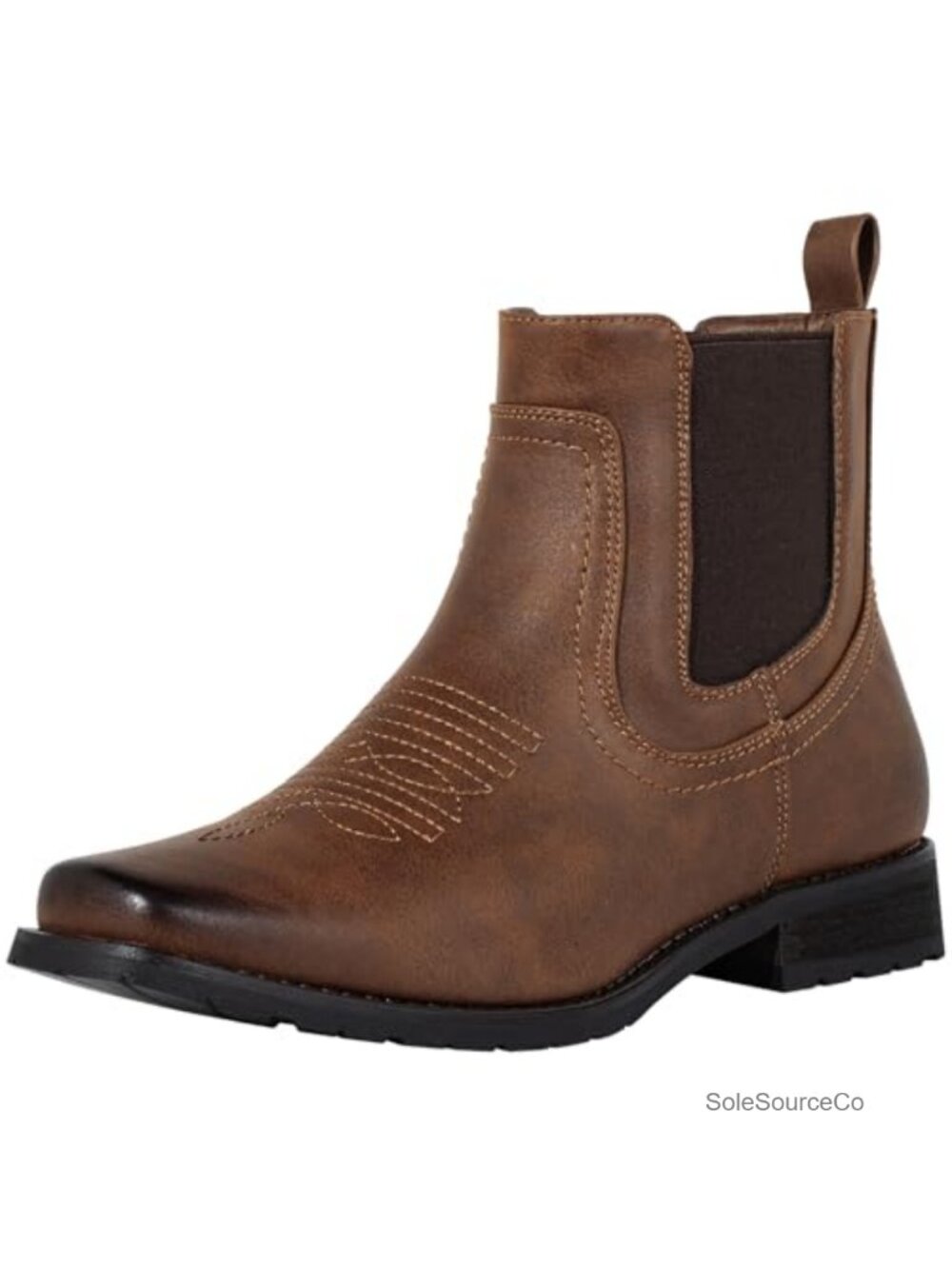 Men's Chelsea Western Boots Square Toe Faux Leather Ankle Boots